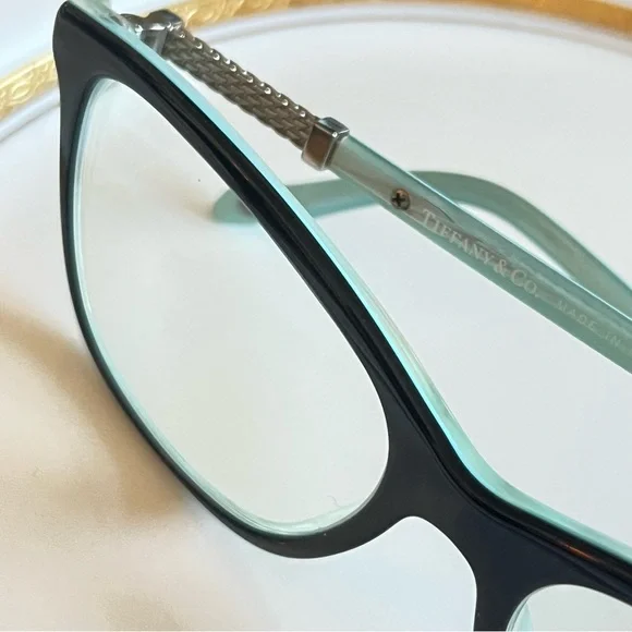 TIFFANY & CO BLACK ON TIFFANY BLUE STRIPED Prescription Glasses Frames 8193 - Picture 5 of 16